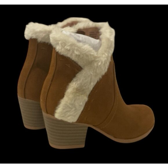UNR8ED Coco Girls Faux Fur Ankle Boots Youth Size 13M Chestnut Trim Block Heel - Picture 12 of 16